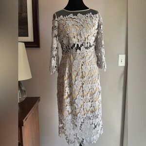 Lace Overlay Dress in Soft Grayish Lavender